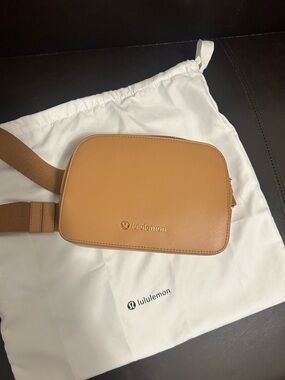 lululemon athletica Tan Leather Zip Crossbody Bag